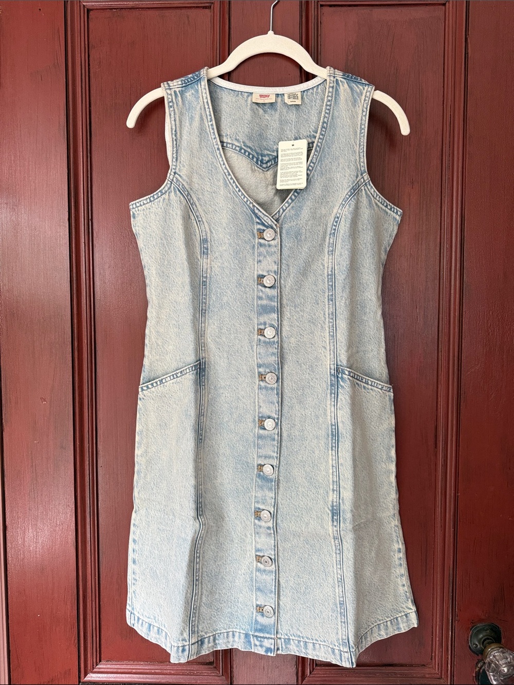 Levi's Light Wash Denim Button-Front Mini Dress